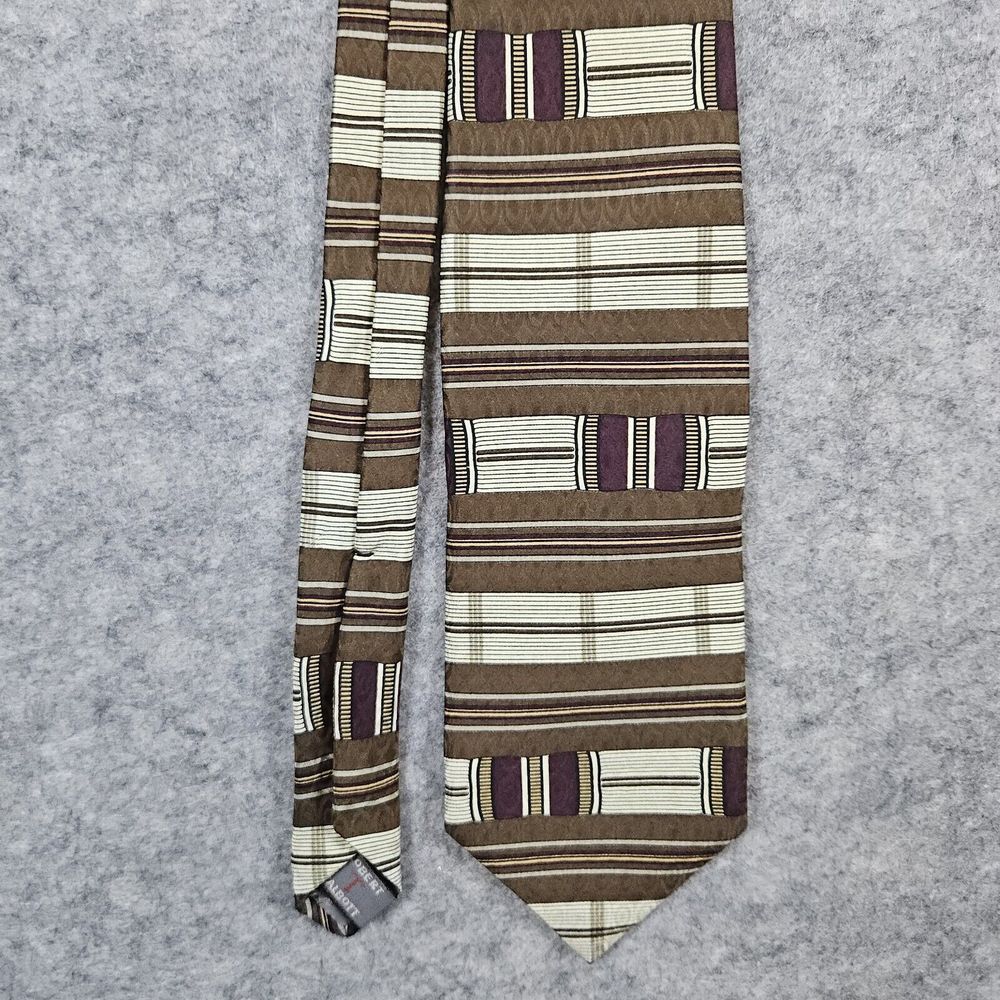 Robert Talbott Studio Tom Wade Ltd Silk Neck Tie Brown & Tan Striped 56x3.5